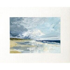 8x10 Maine Original Oil Painting Seascape Beach Coastal Art New England Signed